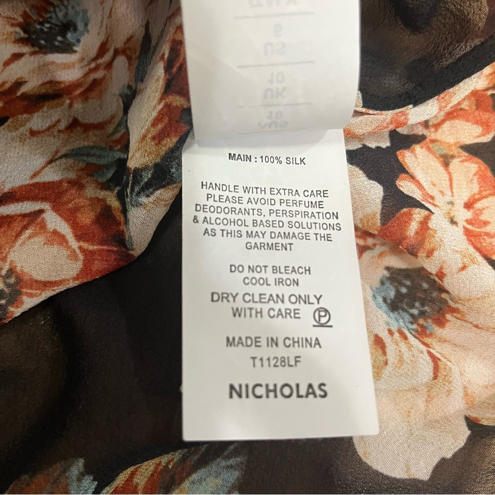 Nicholas Dark Floral Silk Blouse - Picture 6 of 14